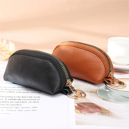 Soft Leather Key Holder Organizer Pouch Men Women Car Key Wallet House Keychain Housekeeper Key Case Zipper Bag Mini Card Bag