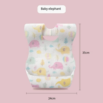 50-Pack Disposable Bibs for Babies Aged 6 Months to 2 Years Cartoon Bear Feeding Bib for Boy Girl Non-woven Drool Towel