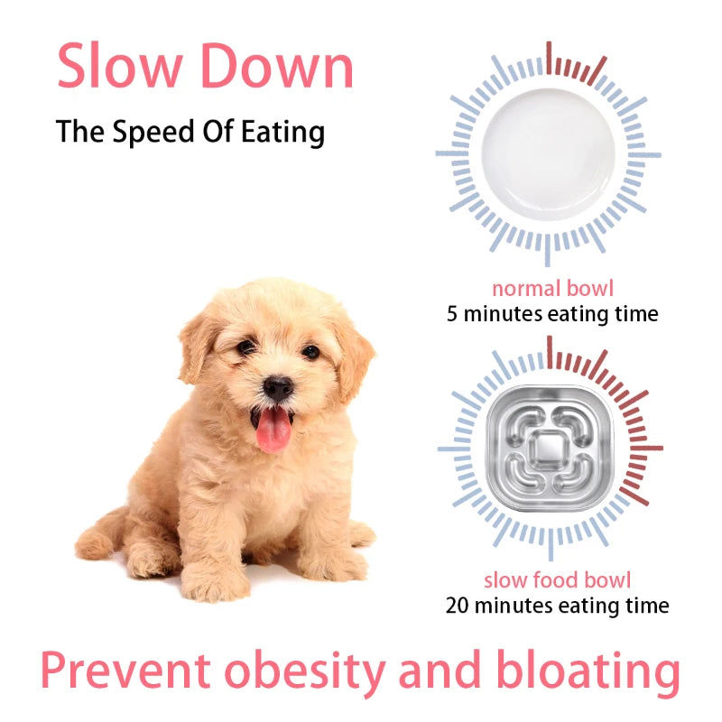 Dog Slow Feeder Bowls 304 Stainless Steel Dog Slow Feeder Bowl Available on Both Sides Slow Feeding Feeder Pets Cats Dog Bowls