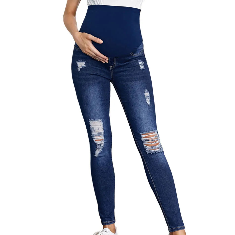 Autumn Fashion Denim Maternity Clothing Straight Long Jeans Wide Leg Loose belly Pants for Pregnant Women Pregnancy Casual Pants