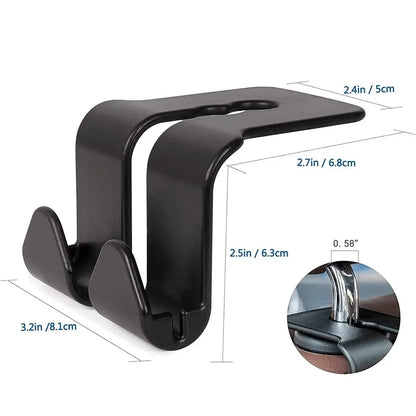 Upgrade Double Head Hooks Car Rear Seat Hanging Holder Interior Hook Organizer Back Seats Headrest Hanger Hook Car Accessories