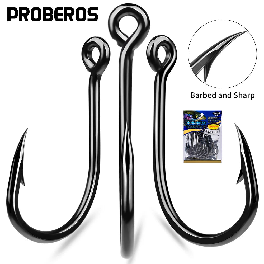 PROBEROS 10Pcs/lot Thick High Carbon Steel Fishhook Lron Hook With Barb Hook for Haihu River Fishing Gear Accessories Wholesale