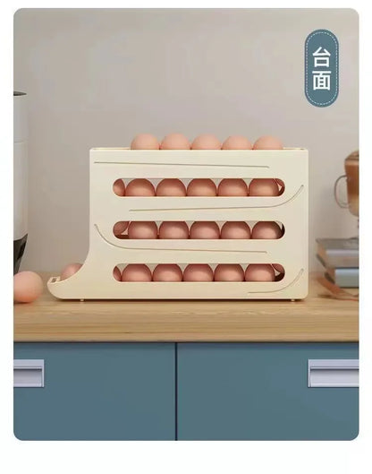 4 Tier Egg Storage Box Organizer for Refrigerator Rolling Egg Organizer Holder Fridge Storage Organizer Food Storage Container