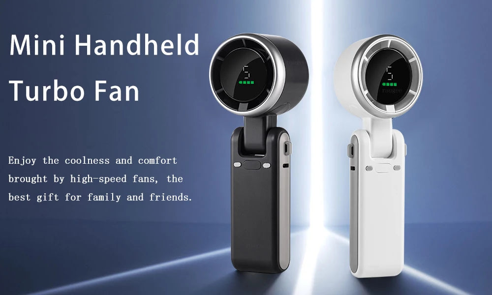 Portable Turbo Fan Mini Hanging Neck Fan USB Rechargeable Handheld Fan 3600mAh Foldable Mini Neck Fan Portable Small Turbo Fan