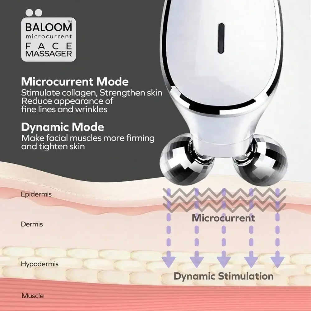 Microcurrent Facial Massager, Facial Roller - Skin Tightening Care For Women And Men - Face Wrinkle Removal, Anti Aging