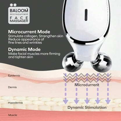 Microcurrent Facial Massager, Facial Roller - Skin Tightening Care For Women And Men - Face Wrinkle Removal, Anti Aging