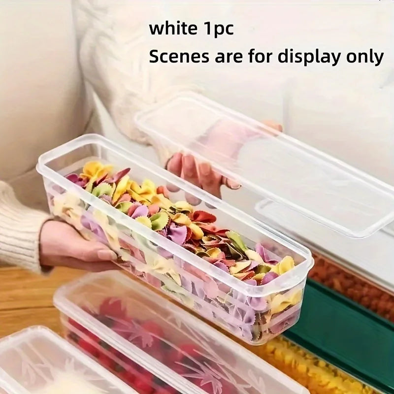 1pc Long Rectangular Food Storage Containers, Plastic Reusable Refrigerator Organizer Boxes Kitchen Accessories