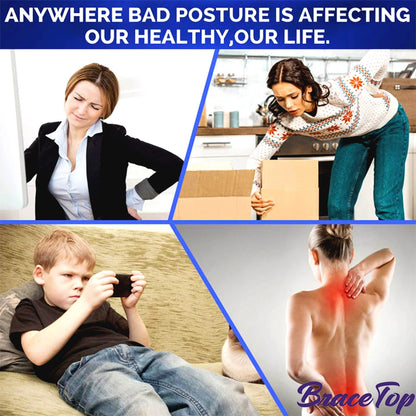 BraceTop Adjustable Posture Corrector Breathable Back Straightener, Upper Back Brace Providing Pain Relief From Neck, Shoulder