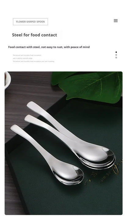 5pcs Stainless Steel Spoon Spoon Household Creative Stainless Steel Tablespoon Soup Spoon Small Spoon Spoon Children Dinner