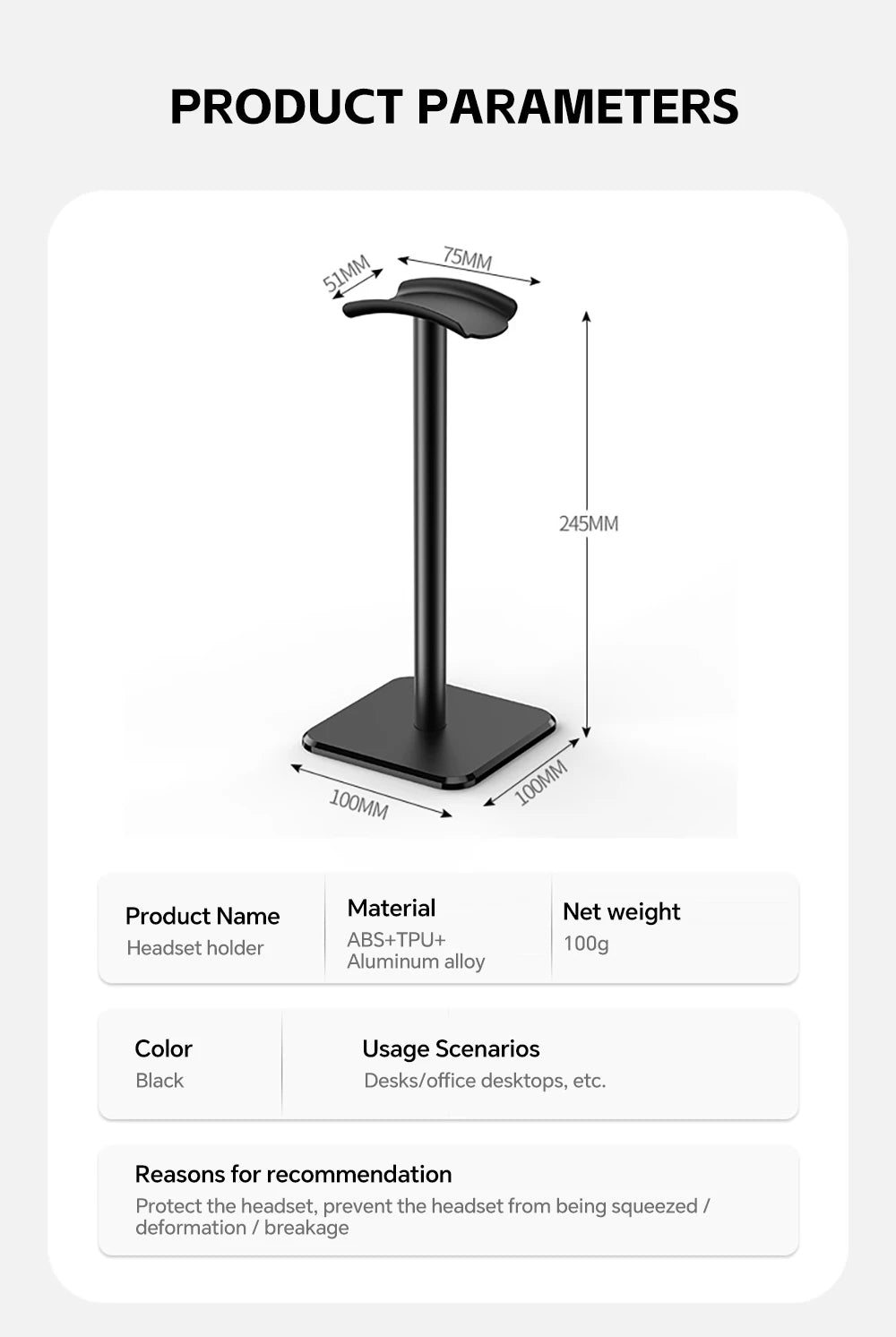 Headset Holder Creative Hanging Headset Stand Headset Holder Computer Multifunctional Bracket Black Bracket