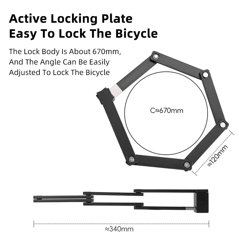 ROCKBROS Bike Lock Electric Bicycle Motorcycle MTB Road Bike Portable Anti-Theft Folding Password Lock Cycling Accessories