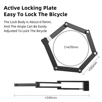 ROCKBROS Bike Lock Electric Bicycle Motorcycle MTB Road Bike Portable Anti-Theft Folding Password Lock Cycling Accessories