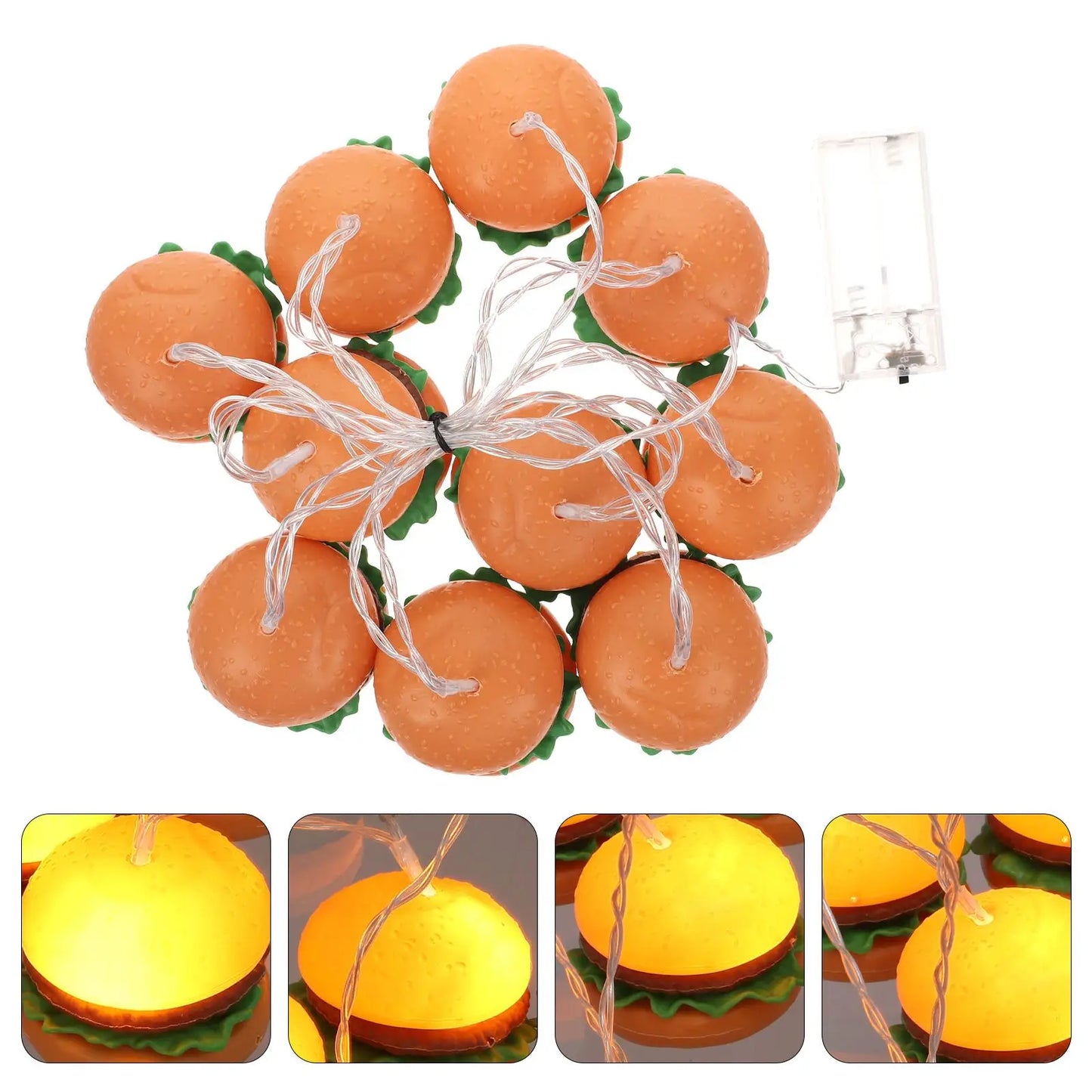 Creative Plastic Hamburger Led Light String Exquisite Decorative String Lamp LED Party Bedroom Living Room Courtyard Birthday