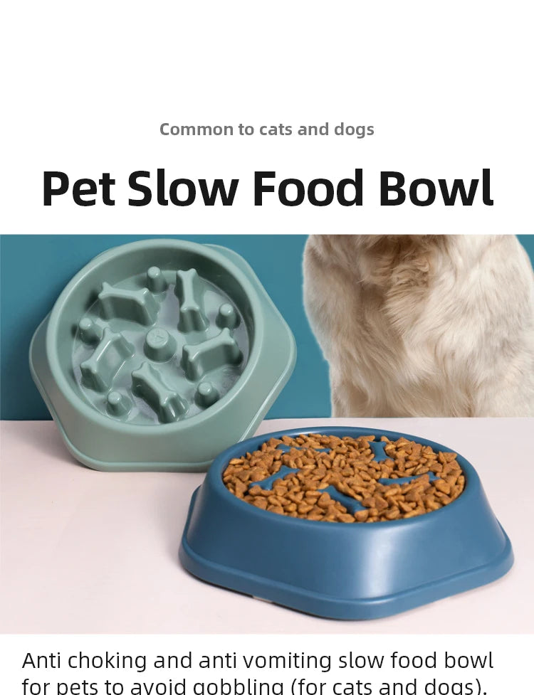 Pet Slow Food Bowl Anti-choking Feeder PP Plastic Dish Bowl Home Dog Eating Plate Anti-gulping Feeding Supplies