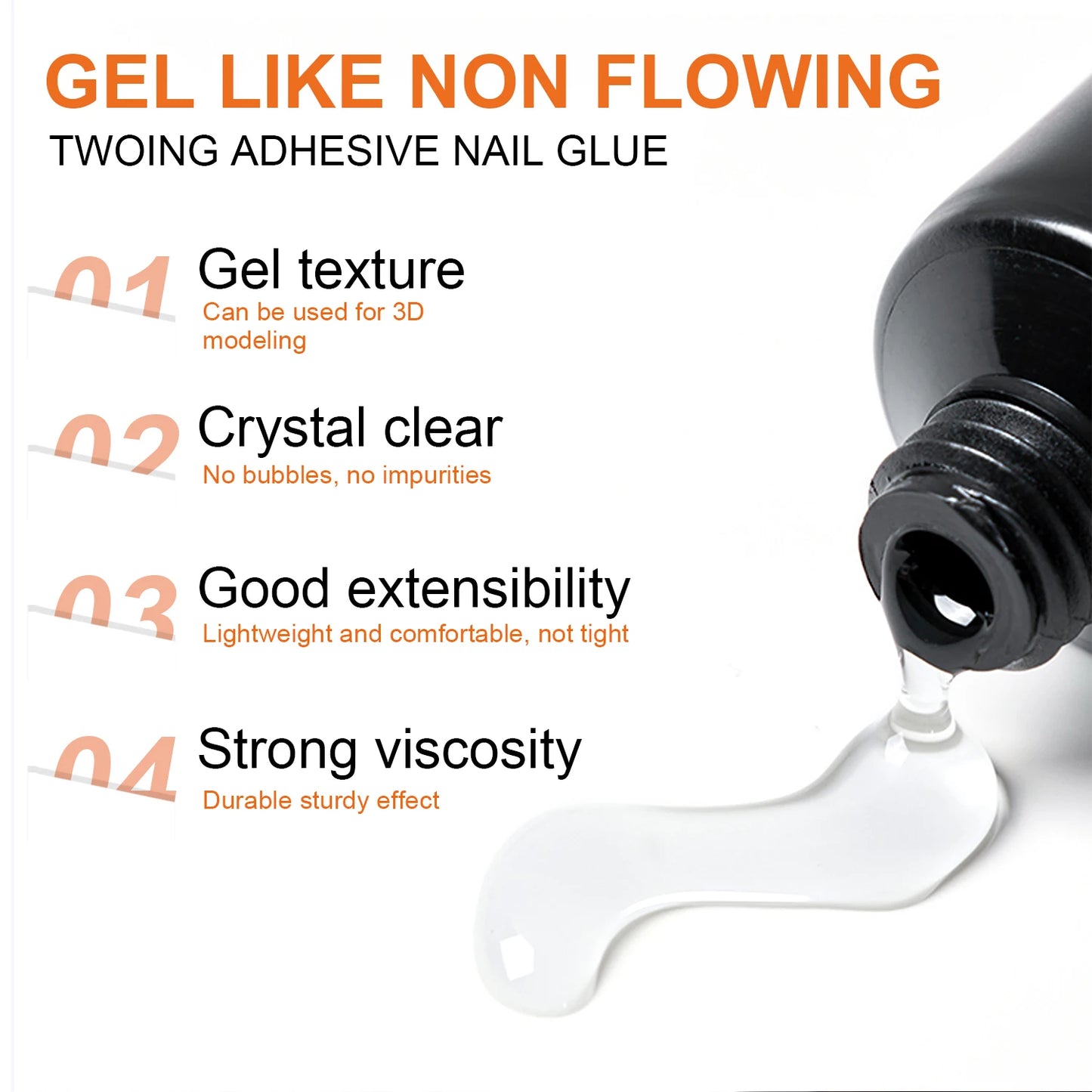 Nail Tips Glue Gel Strong Adhesive Nail Glue For False Nail Tips And Press On Nails DIY Rhinestone And Resin Gem For Nail Art