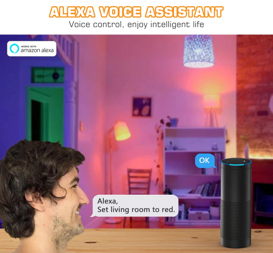 LED Smart Light Bulb, Color Changing Alexa Light, RGB Smart Lamp That Work With Alexa, E27 B22 Base,16 Million Colors,Dimmable