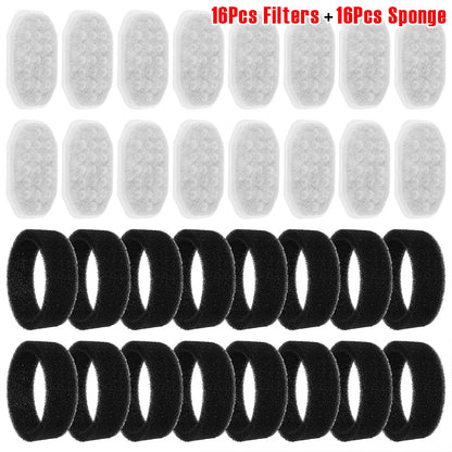 Pet Water Fountain Filter Replacement and Sponge 3 Filtration System Compatible with 3.2L Stainless Steel Cat Water Fountain