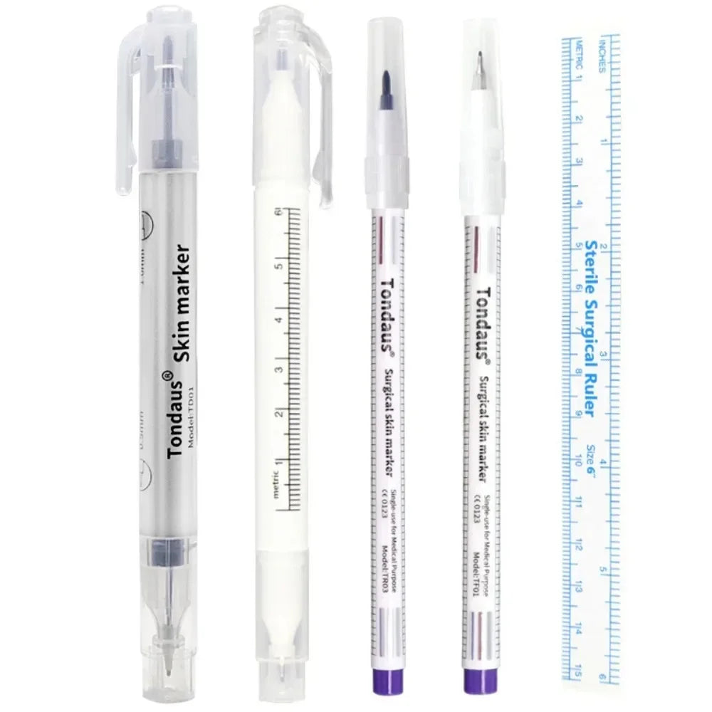 Eyebrow Tatto Skin Marker Pen with Measure Paper Ruler Magic Eraser Remover Brush Pen Permanent Makeup Art Tattoo Accesories