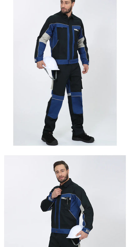 100% Cotton Cargo Pants for Men with Reflective Stripes Working Pants Men Workwear Cargo Trousers Multi Pocket Cargo Pants