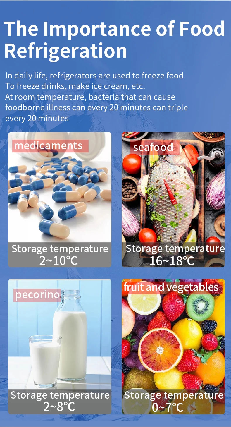 Fridge Thermometer With Hook Anti-Humidity Refrigerator Freezer Electric Digital Thermometer Temperature Monitor LCD Display