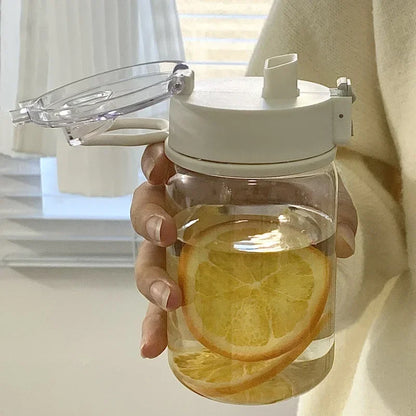 Portable Transparent Kawaii Water Bottle Sports Water Cup Plastic Handy Cup Outdoor Travel Office Essential Water Bottle ]Cup