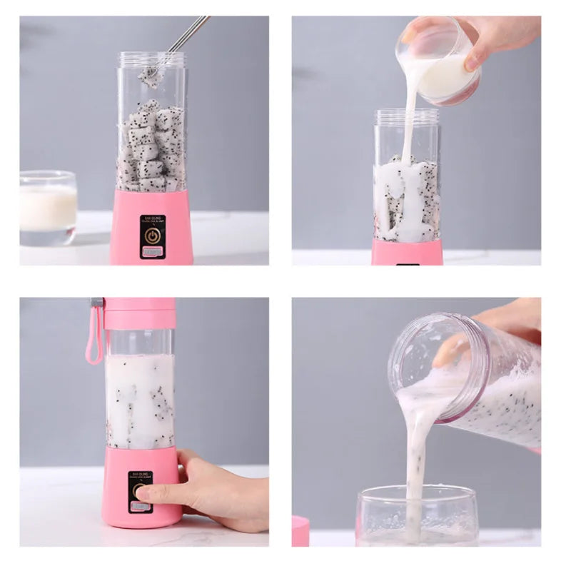Portable Fruit Juice Blenders Summer Personal Electric Mini Bottle Home USB 6 Blades Juicer Cup Machine For Kitchen Dropshipping