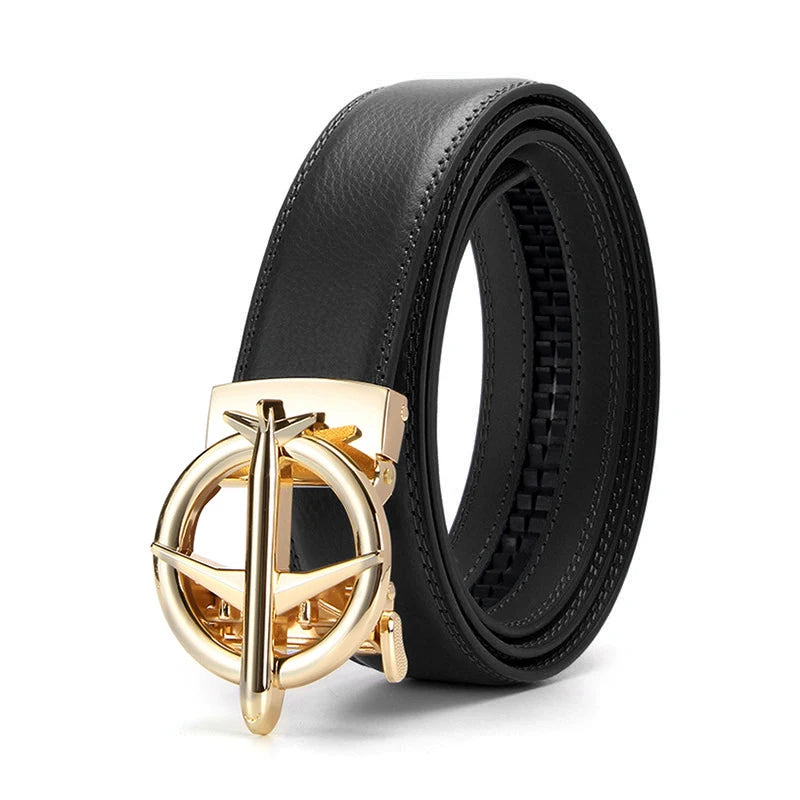 Airplane buckle belt, high-quality men's automatic belt, business belt, ratchet belt, men's belt