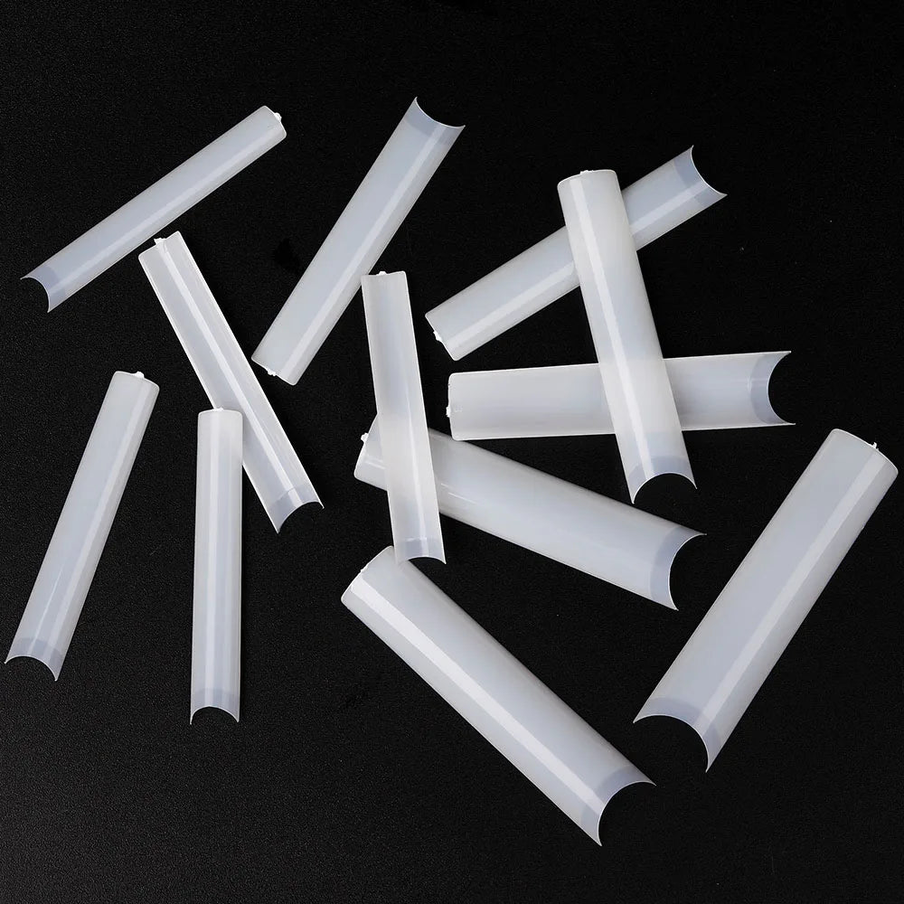 504Pcs Press On Nails 3XL Square Straight Extra Long False Nails Clear Natural Full Cover Acrylic Fake Nail Tips Manicure Tools