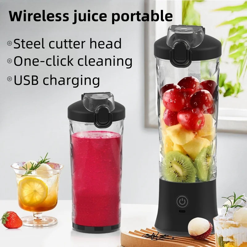Portable Blender Electric Juicer 600ML Fruit Mixers 2000mAh USB Rechargeable Smoothie Mini Blender Multifunction Juice Maker