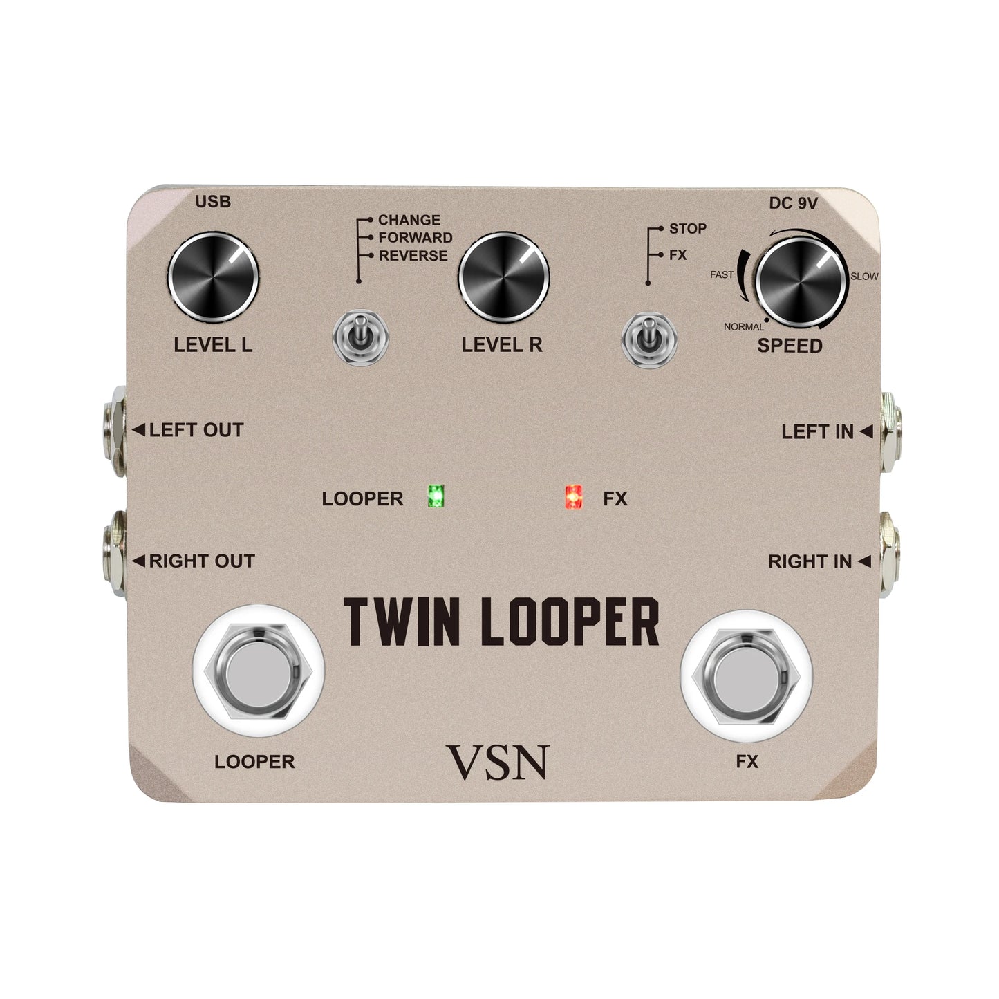 VSN Looper Pedal, Stereo Guitar Loop Pedals  Loop Station Multi-function 11 Types of Play with 10 Minutes Loop Time True Bypass