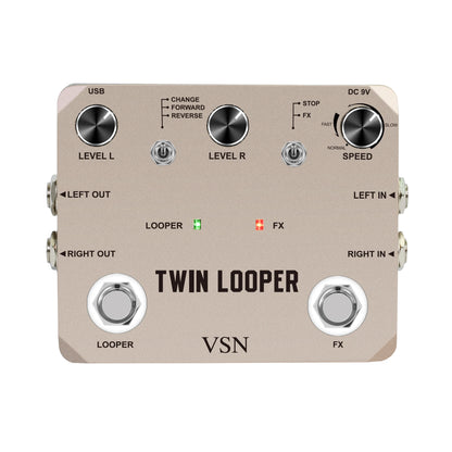 VSN Looper Pedal, Stereo Guitar Loop Pedals  Loop Station Multi-function 11 Types of Play with 10 Minutes Loop Time True Bypass