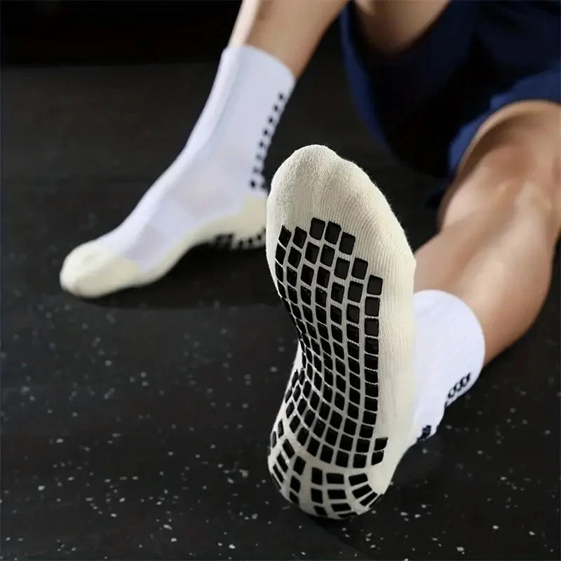 2 Pairs Anti-Slip Breathable Fitness Football Socks and Sports Leg Sleeves Set Men Women Soccer Tennis Basketball Sports Socks