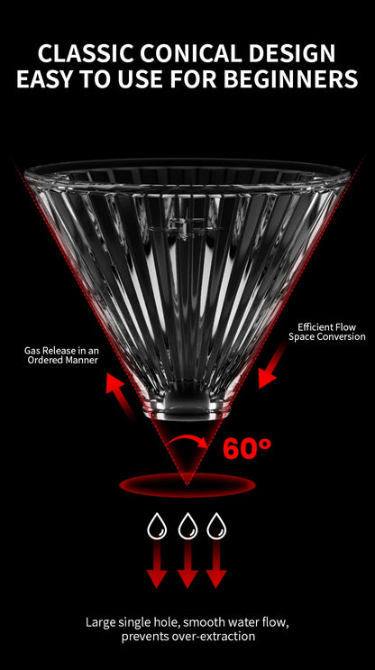 MHW-3BOMBE Pour Over Coffee Dripper Glass Coffee Dripper Coffee Filter Cup Reusable Coffee Drip Filter Cone Coffee Maker