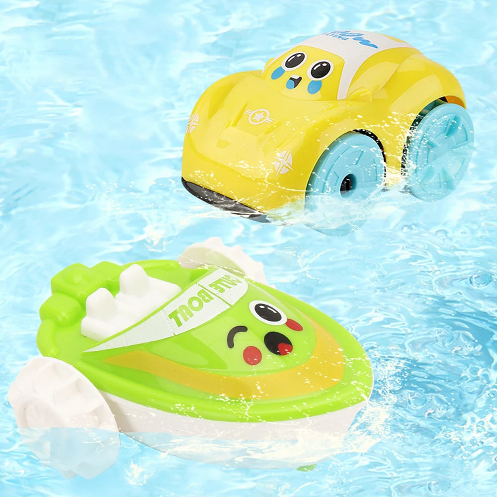Baby Bath Toys Children Bathing Cute Swimming duck Water Playing Toys Clockwork Car Cartoon Vehicle Baby Bath Toy for Kids Gift