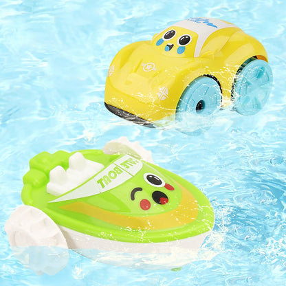 Baby Bath Toys Children Bathing Cute Swimming duck Water Playing Toys Clockwork Car Cartoon Vehicle Baby Bath Toy for Kids Gift