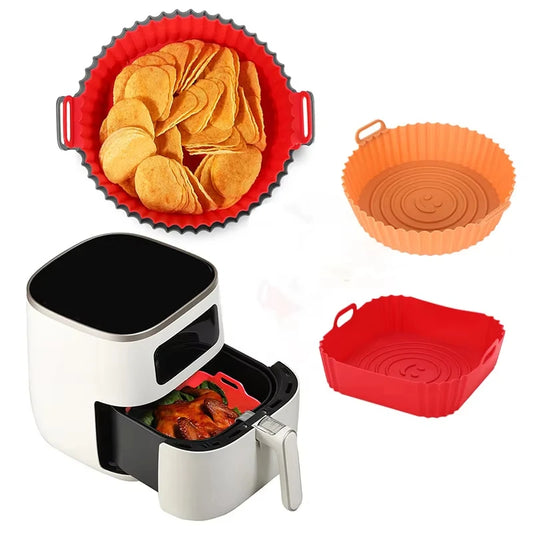 Airfryer Silicone Basket Reusable Baking Tray Silicone Mold for AirFryer Pizza Fried Chicken Basket Air Fryer Liners Accessories