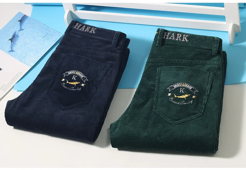 2024 Winter Corduroy Pants for Men Casual Stretch Cotton Straight  Mens Trousers Mid Waist Korean Style  Free Delivery Plus Size