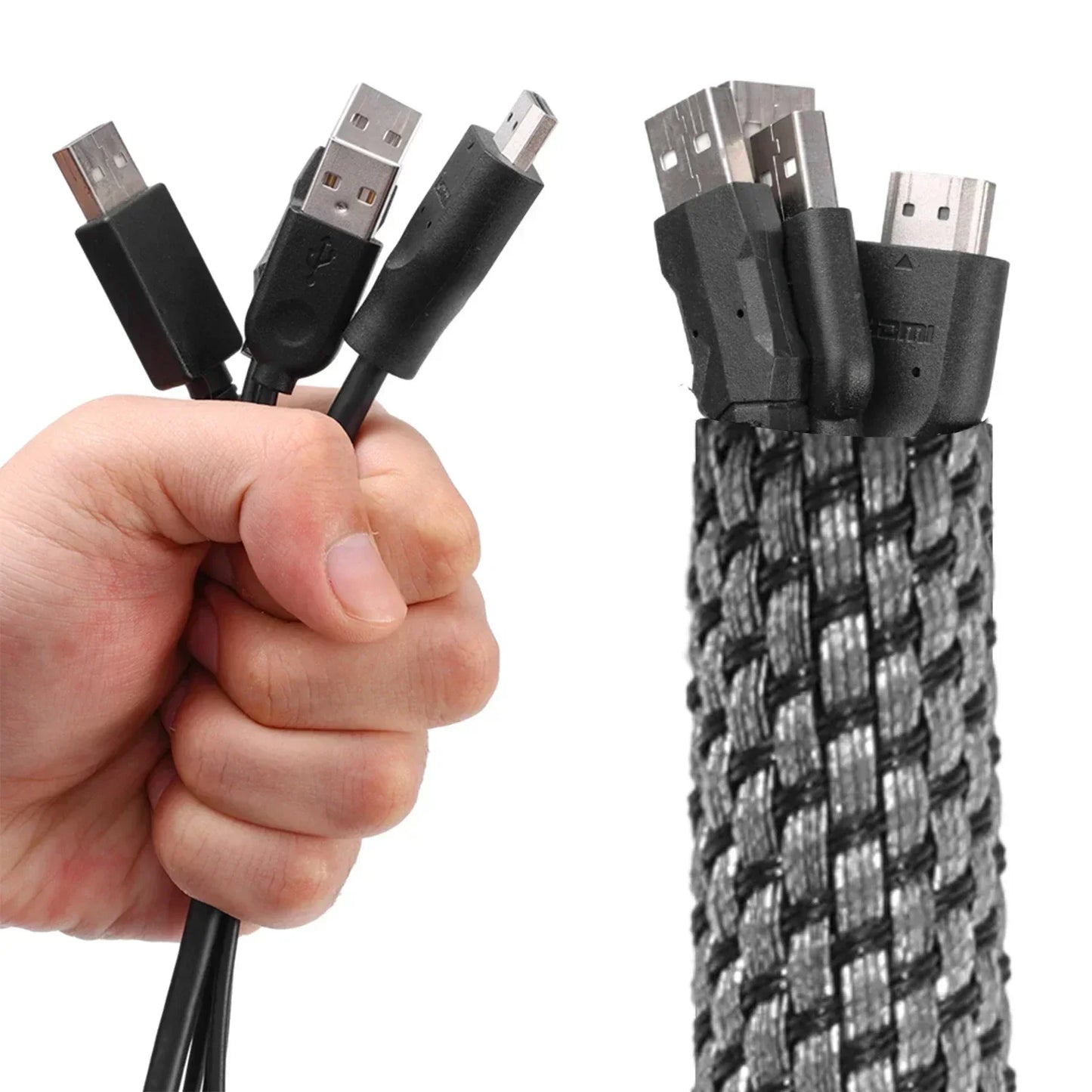 5-8mm Thermoresistant Tin Plating Cable Tube Sleeve EMI Shielded Flexible Wire Wrap Cover Line Cord Organizers Cable Management