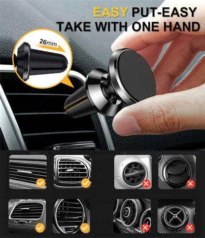360 Degree Adjustable Magnetic Phone Holder Car Mount With Car Air Vent Clip Cellphone Mount Phone Bracket Smart Phone Universal