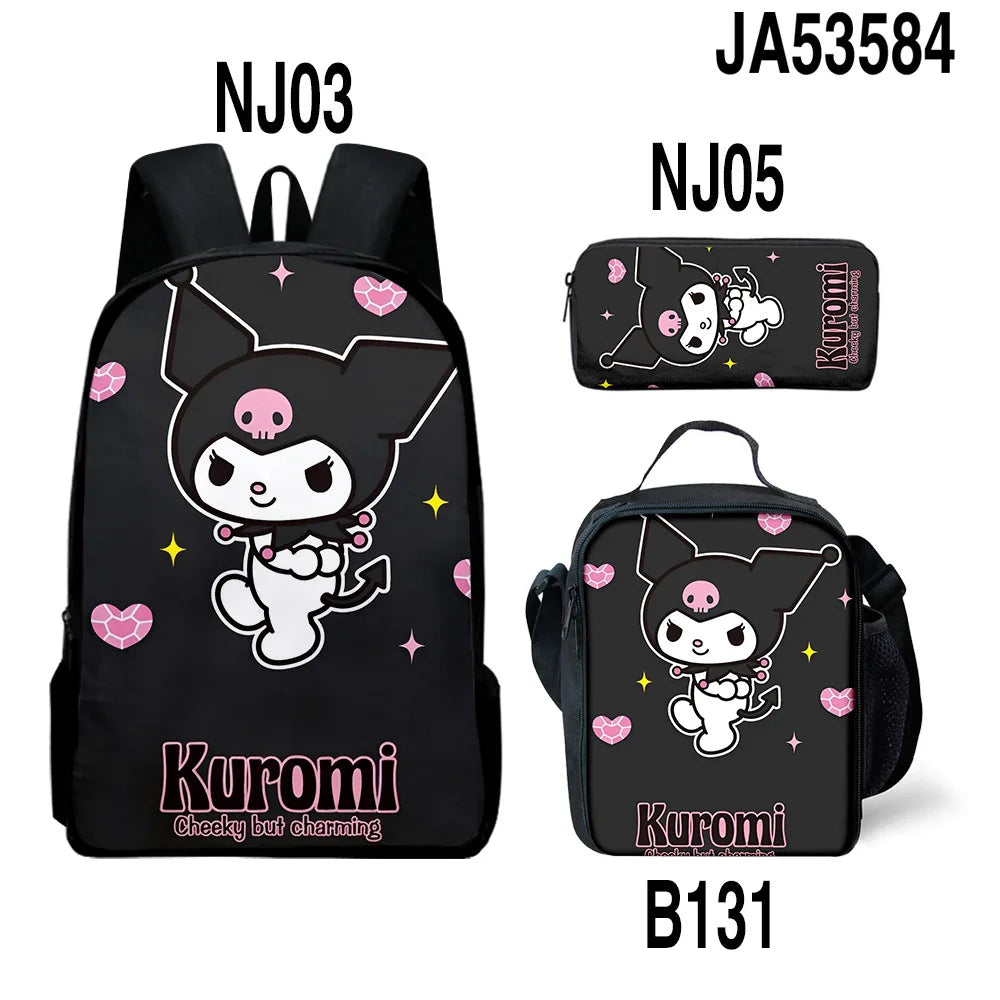 Sanrio Kuromi Backpack Sanrio Backpack Pencil Bag Student School Bag Primary and Middle kawaii Cartoon School Bag Mochila