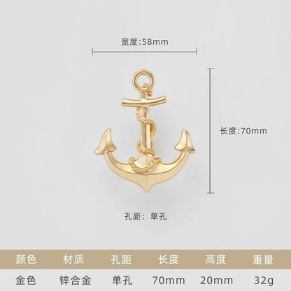 Vintage Anchor Ship Wheel Cabinet Handle - Antique Brass Single Hole Pull for Wardrobe/Cabinet, Nautical Drawer Hardware