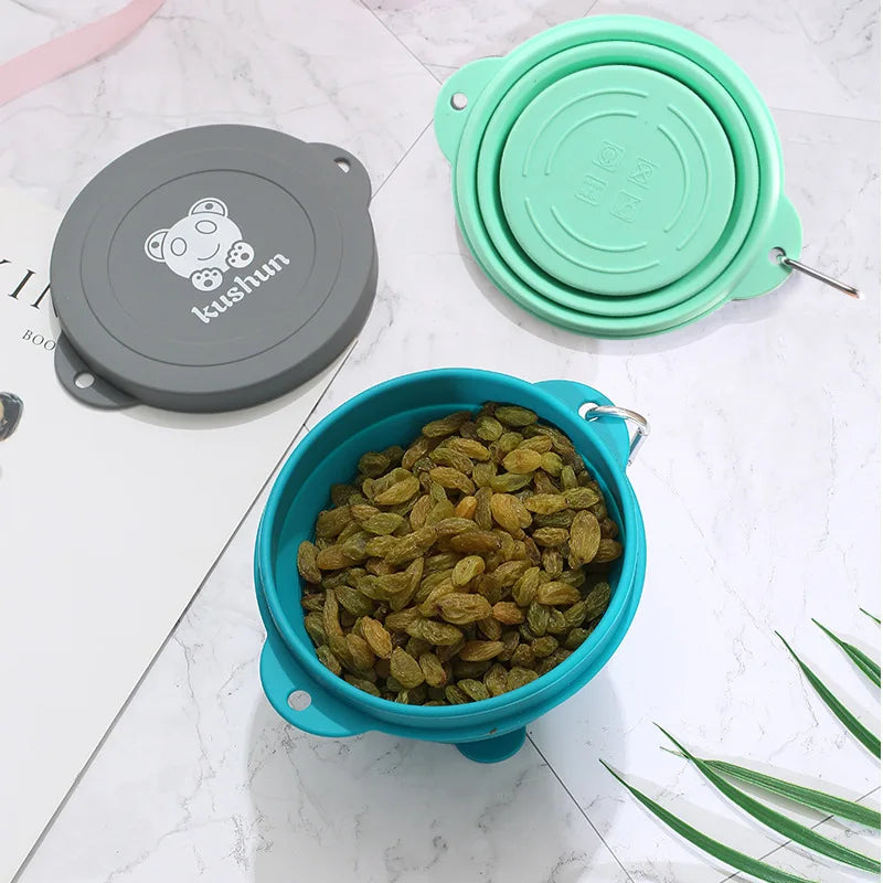 Travel Portable Silicone Folding Bowl Children's Travel Outdoor Tableware with Lid Foldable Noodle Bowl