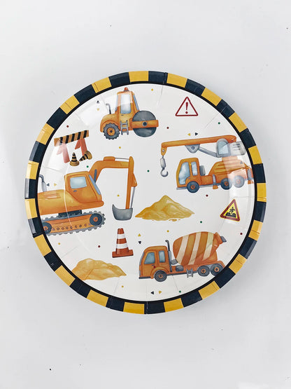 Construction Party Disposable Tableware Plates Cups Napkins Tablecloth Construction Truck Party Decor Excavator Party Favors