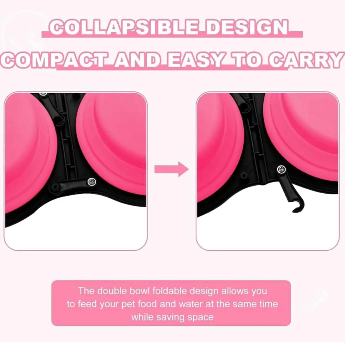 2 in 1 Dog Bowl Portable Folding Pet Double Bowl Collapsible Silicone Water Bowls for Dog Outdoor Travel Cat Dog Feeding Bowl