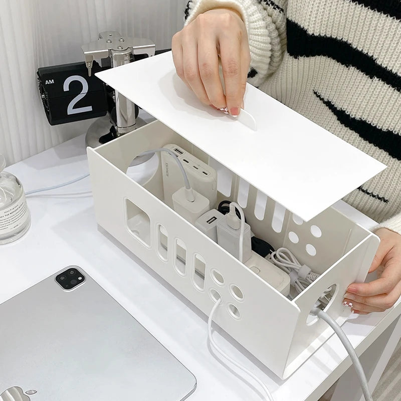 Cable Storage Box Multifunctional Power Board Wire Management Socket Wire Case Home Room Safety Network Line Storage Bin