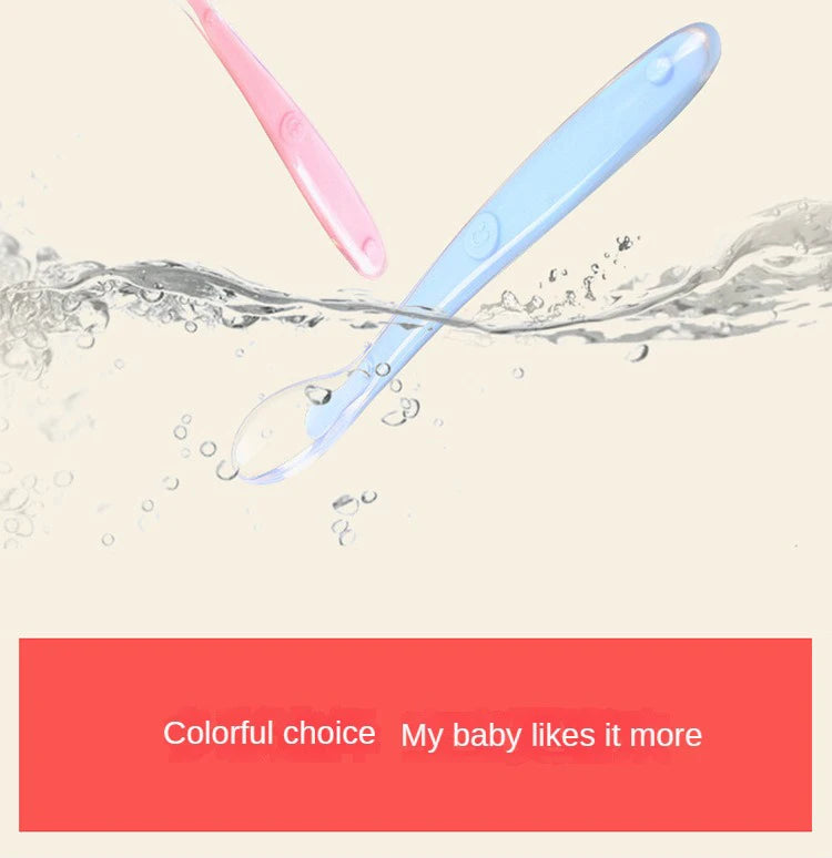 10 Pcs Baby Feeding Spoon Soft Silicone Spoons Training Spoon for Child kids Infants Temperature Sensing Feeding Feeder Flatware