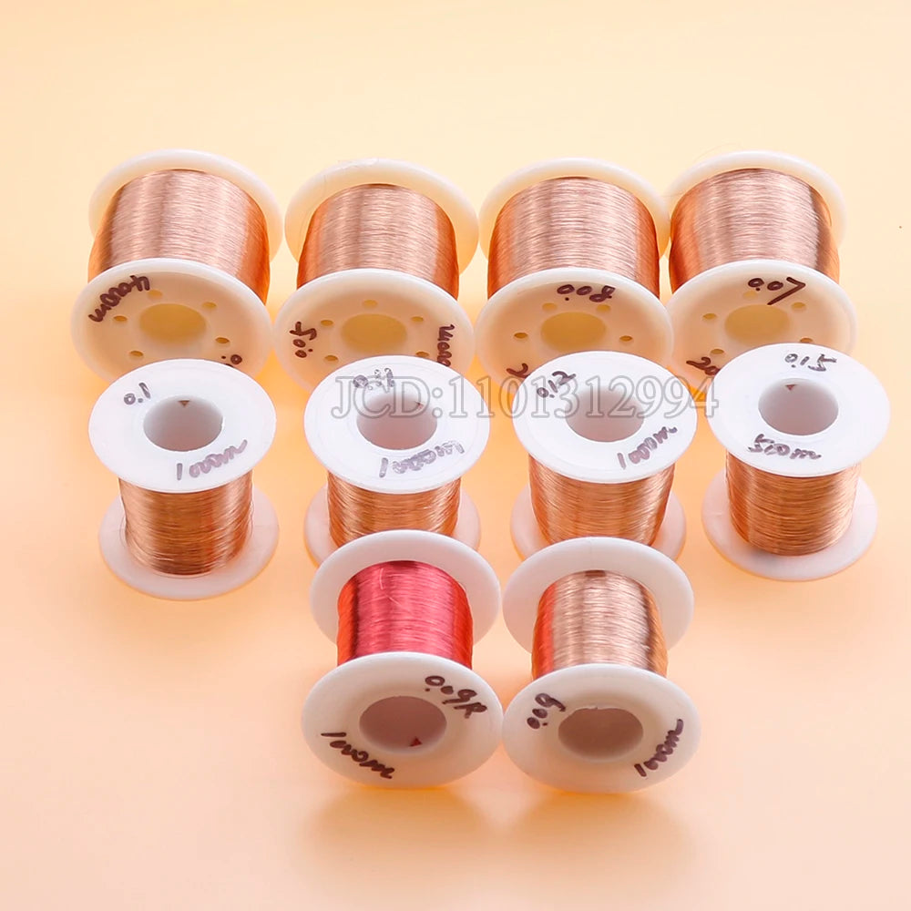 1 roll of copper lacquer wire 0.05mm-0.15mm cable copper wire electromagnetic wire enameled copper winding wire coil copper wire