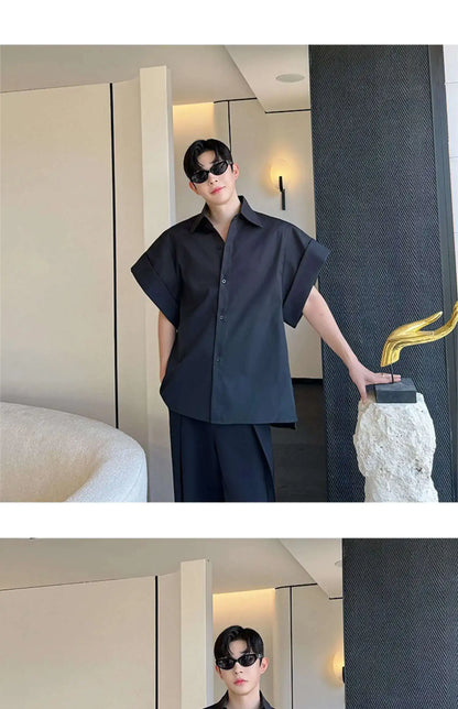 LUZHEN Niche Design Stylish Short Sleeve Shirts Original Fashion Elegant Handsome Korean Clothing Men Casual Blouses Tops LZ4028