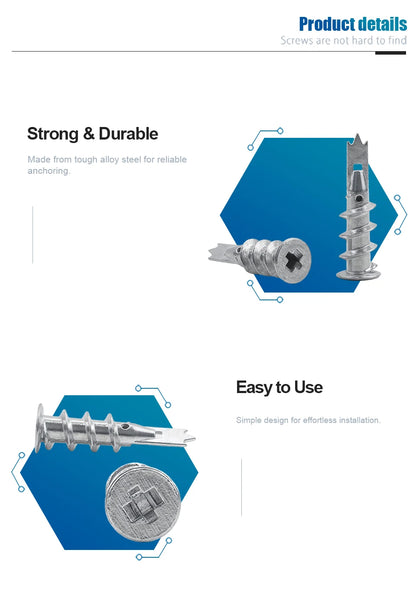 NINDEJIN 10/20/25pcs Zinc Alloy Steel Self-drilling Anchor 13*41mm Plasterboard Drywall Anchor Hollow Wall Anchor