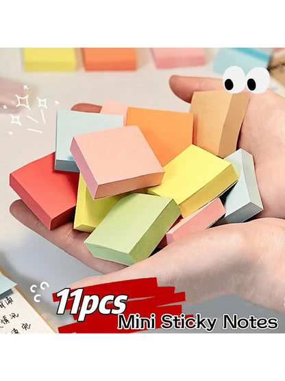 11pcs Colorful Sticky Notes, Suitable For Home, School, Office, Back To School, Aesthetic School Supplies, Stationary, Random co